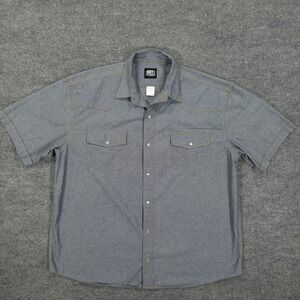 Key Shirt Mens 2XL Blue Chambray Western Pearl Snap Short Sleeve Workwear